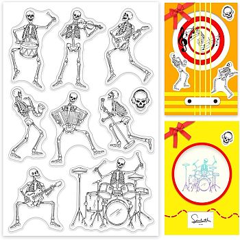PVC Plastic Stamps, for DIY Scrapbooking, Photo Album Decorative, Cards Making, Stamp Sheets, Skull Pattern, 16x11x0.3cm