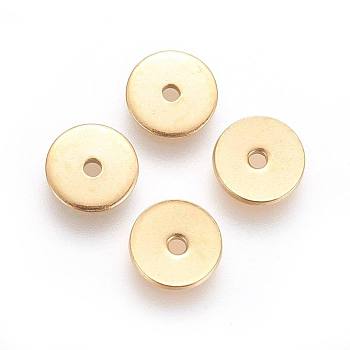 Ion Plating(IP) 304 Stainless Steel Spacer Beads, Disc, Golden, 10x0.7mm, Hole: 1.2mm