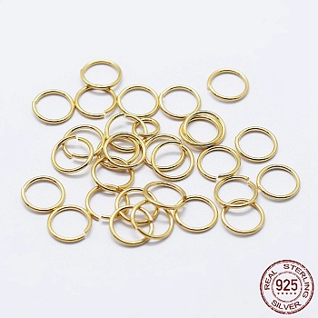925 Sterling Silver Open Jump Rings, Round Rings, Real 18K Gold Plated, 21 Gauge, 7x0.7mm, Inner Diameter: 5.5mm, about 128pcs/10g