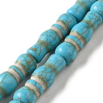 Synthetic Turquoise Dyed Beads Strands, Bone, Turquoise, 21x10mm, Hole: 1.2mm, about 13pcs/strand, 15.98''(40.6cm)