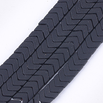 Spray Painted Non-magnetic Synthetic Hematite Beads Strands, Matte Style, Arrow/Chevron, Black, 7x8x3mm, Hole: 0.7mm, about 96pcs/strand, 15.9 inch