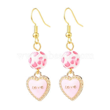 3 Pairs 3 Style Pink Alloy Enamel Charms & Resin Beads Dangle Earrings(EJEW-JE05030-03)-4