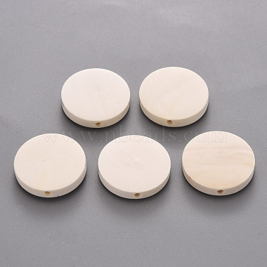 Antique White Flat Round Wood Beads