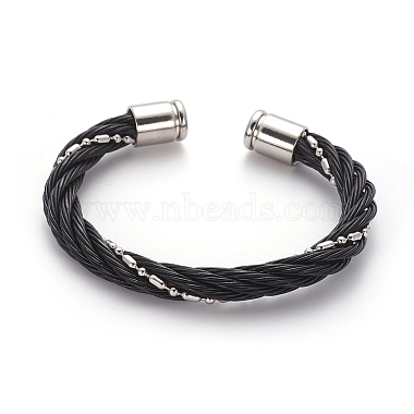 304 Stainless Steel Cuff Bangles(BJEW-L642-01)-2