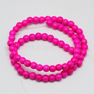 1 Strand Dyed Fuchsia Round Synthetic Turquoise Beads Strands(X-TURQ-G106-4mm-02K)-2