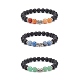 3Pcs 3 Style Natural Mixed Gemstone Round Beaded Stretch Bracelets Set with Alloy Tube for Women(BJEW-JB08477)-1