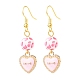 3 Pairs 3 Style Pink Alloy Enamel Charms & Resin Beads Dangle Earrings(EJEW-JE05030-03)-4