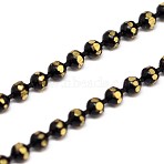 Electroplate Brass Ball Chains, Soldered, Faceted, Lead Free & Nickel Free, Black, 1.5mm(X-CHC-M004-11-FF)