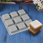 DIY Soap Food Grade Silicone Molds, for Handmade Soap Making, 9 Cavities, Square, Light Grey, 230x220x25mm, Inner Size: 53x53x24.5mm(SOAP-PW0001-022)