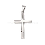 304 Stainless Steel Pendants, Cross, Twist, Stainless Steel Color, 44.5x27x4mm, Hole: 7.5x5mm(STAS-P421-08P)