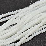 Faceted Rondelle Glass Beads Strands, White, 3.5~3.8x2.5~3mm, Hole: 0.8mm, about 105~110pcs/strand, 29~31cm(GLAA-I033-3mm-03)