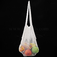 Cotton Woven Mesh Handle Tote Bag, Portable Reusable Grocery Bags, White, 40x35cm, Handle: 550mm long(HOUS-PW0002-02A-01)