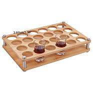 24-Hole Bamboo Glass Holder Display Racks, Whiskey Spirits Wine Glass Holder with 202 Stainless Steel Findings, for Bar Tasting Serving Tray, Kitchen Tools, Rectangle, Navajo White, 29x20x6cm(ODIS-WH0061-08A)