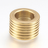 304 Stainless Steel Beads, Large Hole Beads, Grooved, Column, Golden, 13x8.5mm, Hole: 8mm(STAS-G164-08G)
