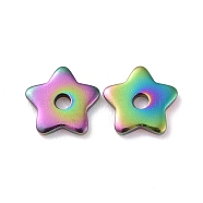Rainbow Color Ion Plating(IP) 304 Stainless Steel Beads, Star, 6x6x1mm, Hole: 1.2mm(STAS-D185-02M-01)