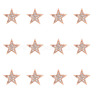 12Pcs Star Brooch Pin, Alloy Rhinestone Badge for Backpack Clothes, Rose Gold, 20.5x21x3mm(JEWB-FH0001-43)