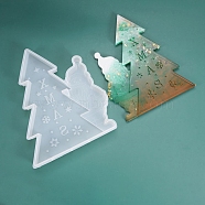 DIY Christmas Tree with Santa Claus Pendant Silicone Molds, Resin Casting Molds, for UV Resin, Epoxy Resin Jewelry Making, White, 200x155x20mm(XMAS-PW0001-007)