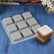 DIY Soap Silicone Molds, for Handmade Soap Making, 9 Cavities, Square, Light Grey, 230x220x25mm, Inner Size: 53x53x24.5mm(SOAP-PW0001-022)