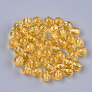 Transparent Plastic Beads, Round, Gold, 6x5.5mm, Hole: 1.8mm, about 5000pcs/500g(KY-T005-6mm-632)