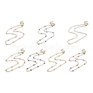 Vacuum Plating Golden 304 Stainless Steel with Enamel Satellite Chain Necklaces, Mixed Color, 16.54 inch(42cm).(NJEW-G117-01G)