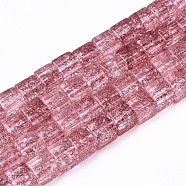 Crackle Glass Beads, Dyed & Heated, Square, Indian Red, 6x6x6mm, Hole: 1.4mm, about 60~61pcs/strand, 14.96 inch(38cm)(GLAA-S192-005H)