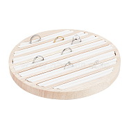 8-Slot Wood Ring Displays, Finger Ring Organizer Tray, with PU Leather, Flat Round, Bisque, 20x1.7cm, Groove: 1.5cm(RDIS-WH0011-18)