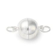 Brass Magnetic Clasps with Loops, Round, Silver Color Plated, 19x12mm, Hole: 3mm(MC022-S)