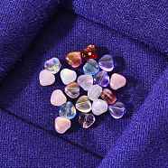 20Pcs Transparent Spray Painted Glass Beads, Heart, Mixed Style, Mixed Color, 6x6x4mm, Hole: 0.7mm(GLAA-YW0001-09)