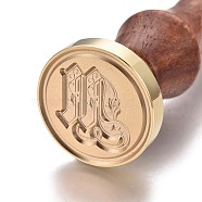 Brass Retro Initials Wax Sealing Stamp, Gothic 26 Letters A-Z Wax Seal Stamp with Rosewood Handle for Post Decoration DIY Card Making, Letter.M, 90x25mm(AJEW-F046-03M)