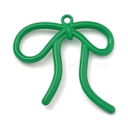 Alloy Pendant, Spray Painted,  Bowknot Charms, Sea Green, 35x35x5mm, Hole: 2mm(FIND-M037-02I)