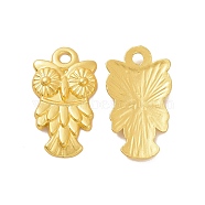 Rack Plating Alloy Pendants, Owl Charms, Matte Gold Color, 19x10.5x2mm, Hole: 1.6mm(FIND-H034-17G)