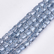 Electroplate Glass Beads Strands, Faceted, Light Steel Blue, 6x6x4mm, Hole: 1.2mm, about 100pcs/strand, 15.7 inch(X-EGLA-S179-01A-C01)