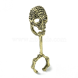 Skull Alloy Cigarette Holder Ring, Open Cuff Rings for Men, Lead Free & Cadmium Free, Antique Bronze, 5mm, Inner Diameter: Adjustable(RJEW-K275-29AB)