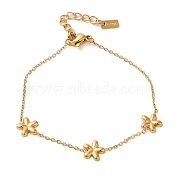 304 Stainless Steel Flower Link Chain Bracelets for Women, Golden, 6-1/4 inch(16cm)(BJEW-K237-11G)