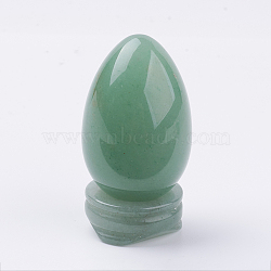Natural Green Aventurine Display Decorations, with Base, Egg Shape Stone, 56mm, Egg: 47x30mm(DJEW-G018-03)