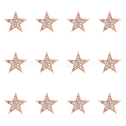 12Pcs Star Brooch Pin, Alloy Rhinestone Badge for Backpack Clothes, Rose Gold, 20.5x21x3mm(JEWB-FH0001-43)