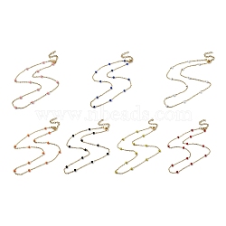 Vacuum Plating Golden 304 Stainless Steel with Enamel Satellite Chain Necklaces, Mixed Color, 16.54 inch(42cm).(NJEW-G117-01G)