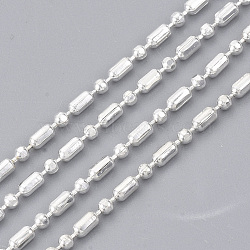 Brass Ball Chains, Ball & Bar Faceted Beaded Chains, Long-Lasting Plated, Soldered, with Spool, Cadmium Free & Lead Free, Silver, 2.5x1.5mm and 1.5mm, about 32.8 Feet(10m)/roll(X-CHC-S008-010D-S)