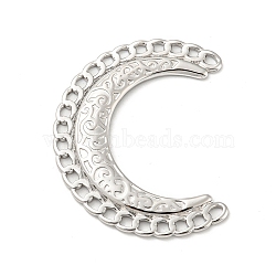 304 Stainless Steel Pendants, Moon Charm, Stainless Steel Color, 38x32.5x2.5mm, Hole: 1.5~2x1.2~1.5mm(STAS-L022-196P)