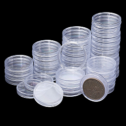 Plastic Coin Collection Boxes, Coin Storaging Bottles, Flat Round, Clear, 185x128x39.5mm, Flat Round: 33.5x5.5mm, 100pcs/set(AJEW-WH0270-271A)