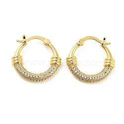 Brass Micro Pave Clear Cubic Zirconia Hoop Earrings, Long-Lasting Plated, Cadmium Free & Lead Free, Real 18K Gold Plated, 22x22.5x3.5mm(EJEW-Q785-06G)