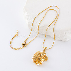 Chic Floral Stainless Steel Pendant Necklace for Fashionable Office Ladies, Golden, 15.75 inch(40cm)(VI4734)