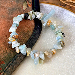 Natural Flower Amazonite Chip Beads Stretch Bracelets for Women, (AP1591-2)