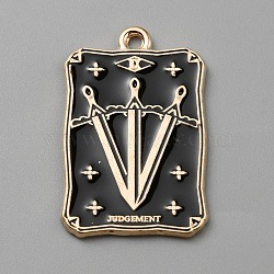 Alloy Enamel Pendants, Light Gold, Rectangle with Tarot, Sword, 28x18x1.4mm, Hole: 1.6mm(ENAM-WH0064-24A)