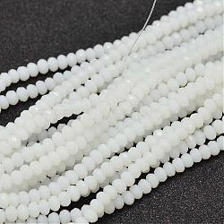 Faceted Rondelle Glass Beads Strands, White, 3.5x2.5~3mm, Hole: 0.8mm, about 125~128pcs/strand, 13.7~14.1 inch(35~36cm)(GLAA-I033-3mm-03)