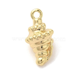 Marine Animal Theme Golden Brass Micro Pave Clear Cubic Zirconia Pendants, Conch, 14x7x7mm, Hole: 1.4mm(KK-U031-01G-05)