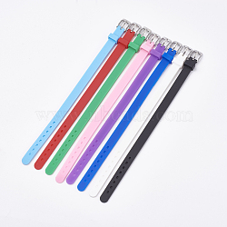 Silicone Watch Bands, with 201 Stainless Steel Clasps, Mixed Color, 8-7/8 inch(22.5~22.7cm), 10x3mm(SIL-S001-M)