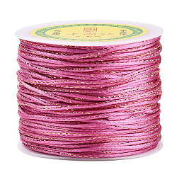 Metallic Stain Beads String Cords, Nylon Mouse Tail Cord, Camellia, 1.5mm, about 100yards/roll(300 feet/roll)(NWIR-R024-105)