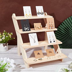 DIY 4 Tier Pine Wooden Display Risers, for Models, Building Blocks, Doll Display Holder, Storage Organizer Rack, with Iron Screws & Wing Nuts, Light Yellow, Finished Product: 40x39x32cm(ODIS-WH0025-109)