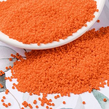 MIYUKI Round Rocailles Beads, Japanese Seed Beads, 15/0, (RR406) Opaque Orange, 15/0, 1.5mm, Hole: 0.7mm, about 5555pcs/10g